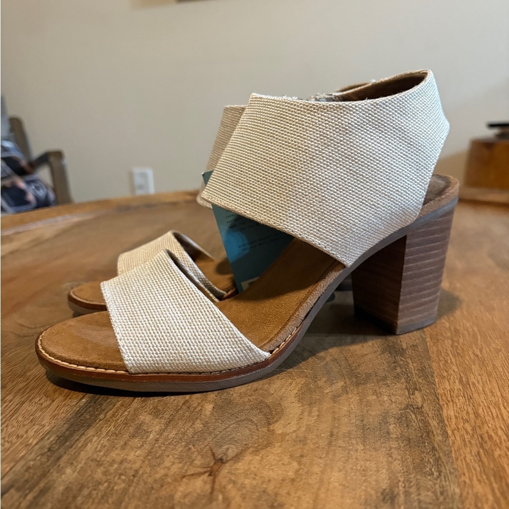 NWT Toms Womens Majorca Cutout Sandals Open Toe Zip Up Natural Yarn Dye Size 8.5 - Picture 2 of 9